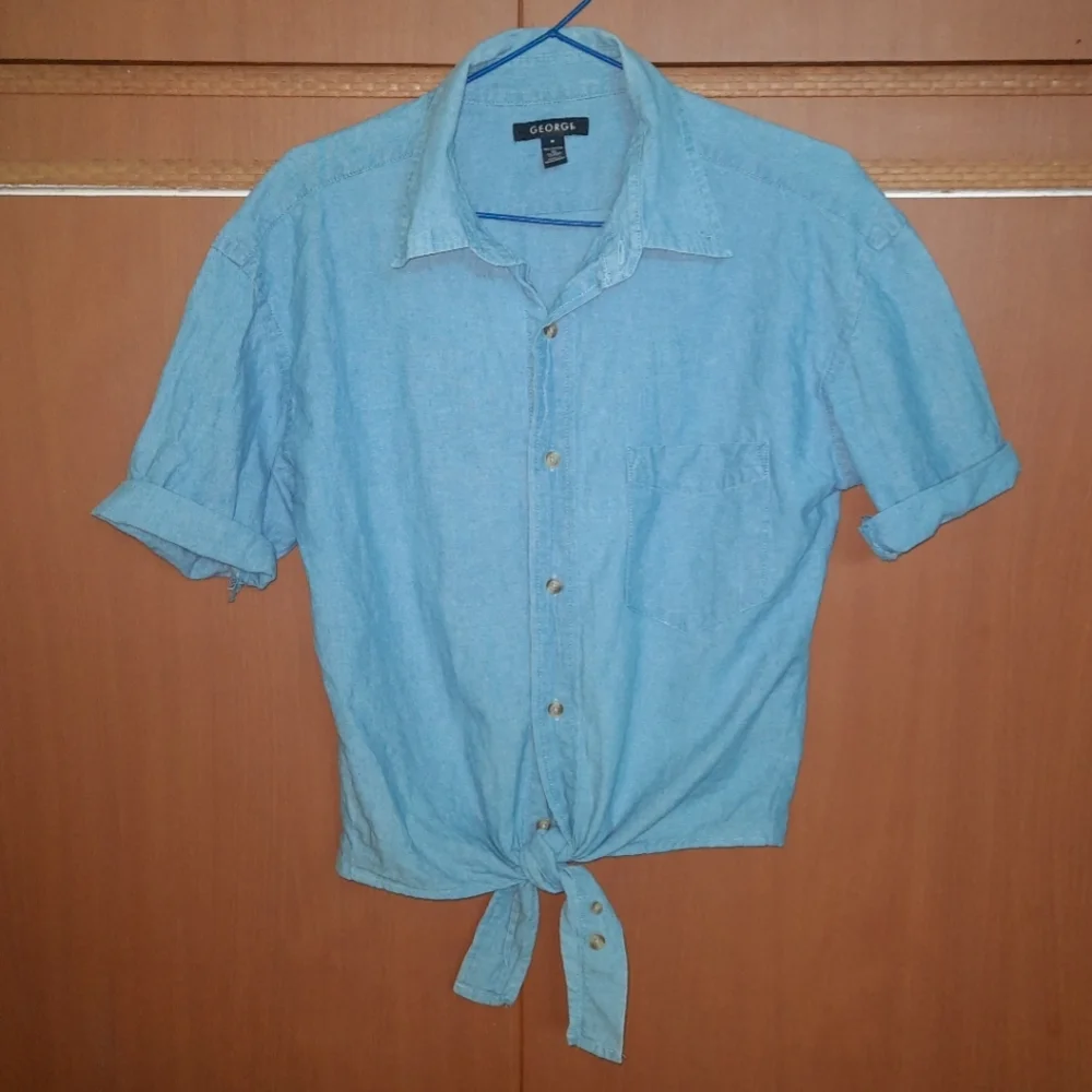 🌞Denim crop shirt - Picture 1 of 6